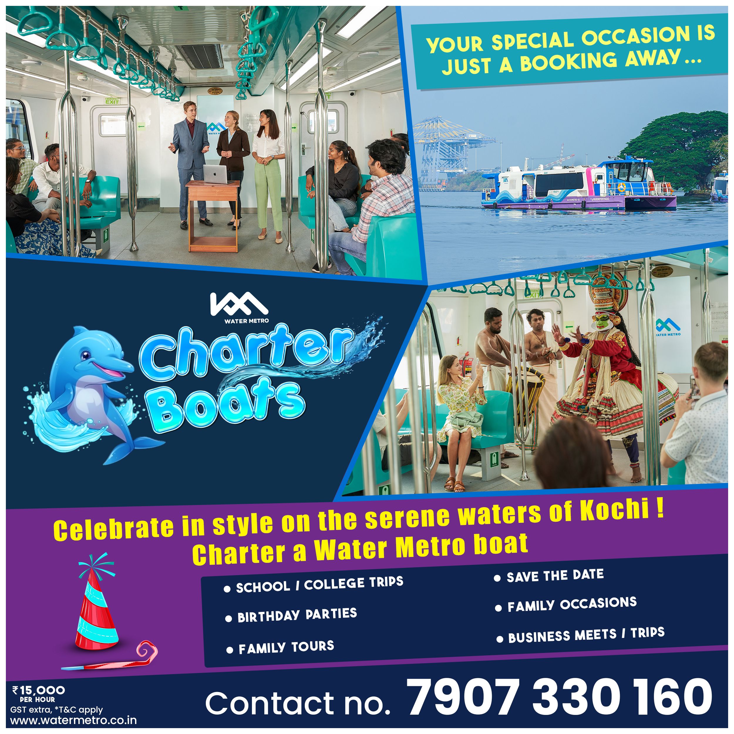 Chartered Boat service at Kochi water metro